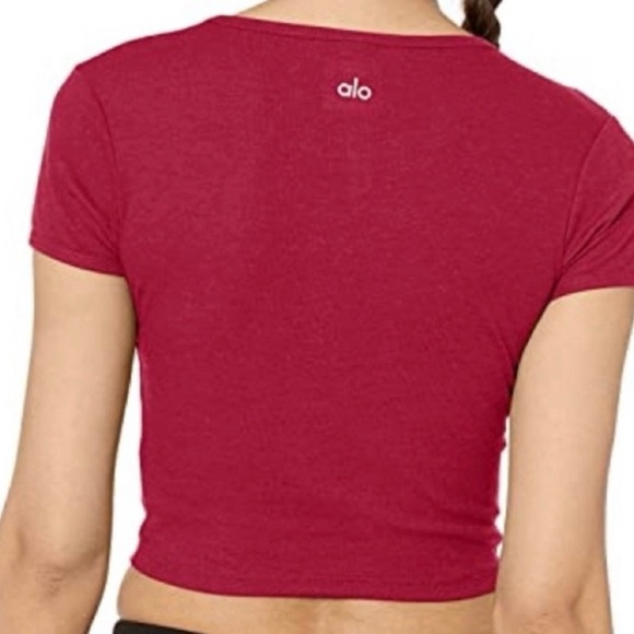 ALO Yoga Tops - ALO Yoga Red Short Sleeve Crop Tee Small